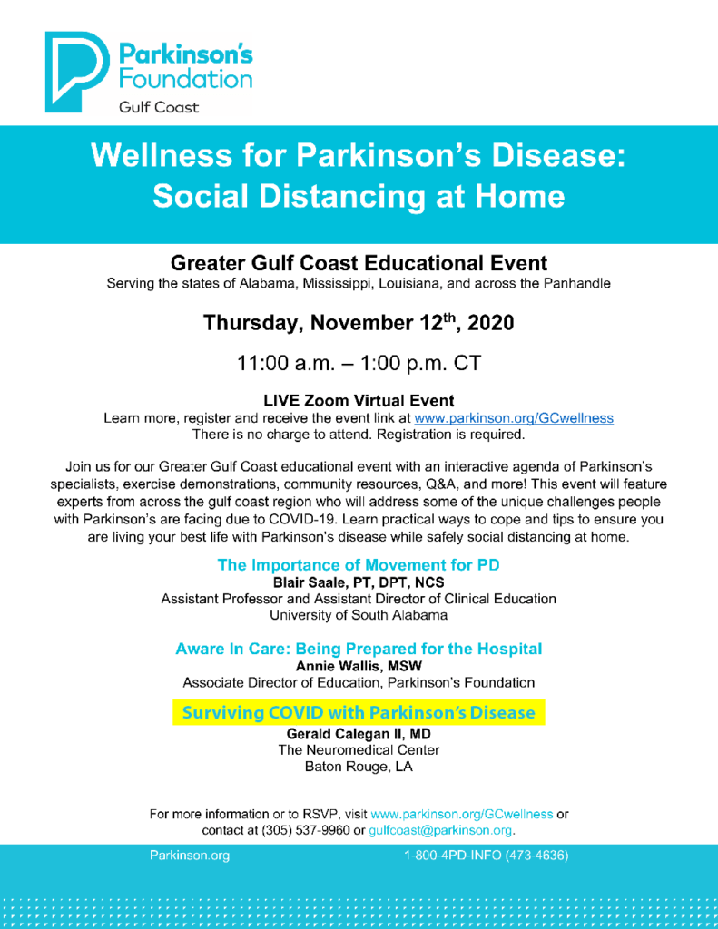 Parkinson's Foundation Virtual Event Schedule
